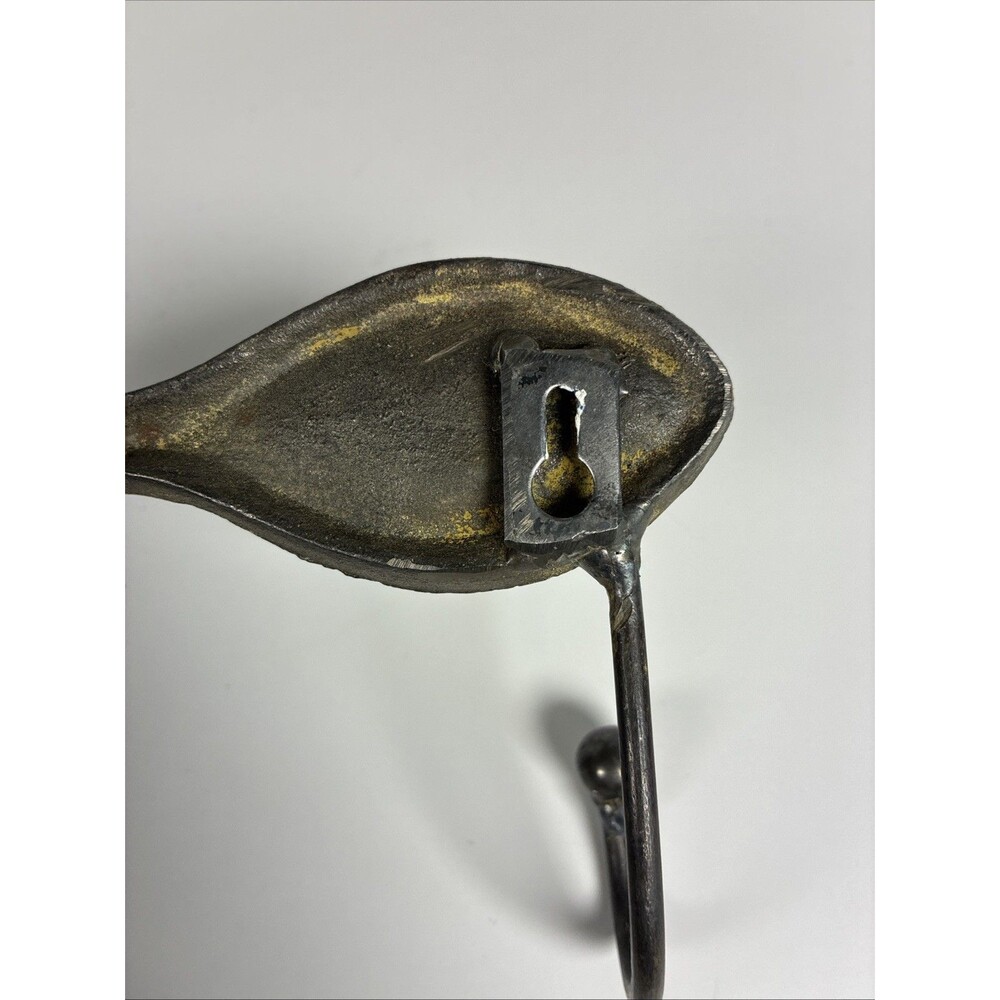 Vintage Rustic Spoon Wall Mounted 2 Hooks Heavy Cast Iron 8” - Picture 7 of 7
